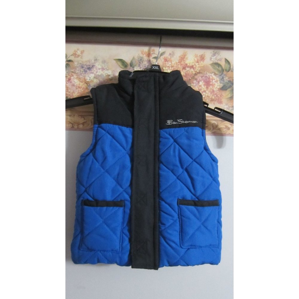 Ben Sherman 24mos. Blue/Black Quilted Zip Pocket Outdoor Casual Logo Vest